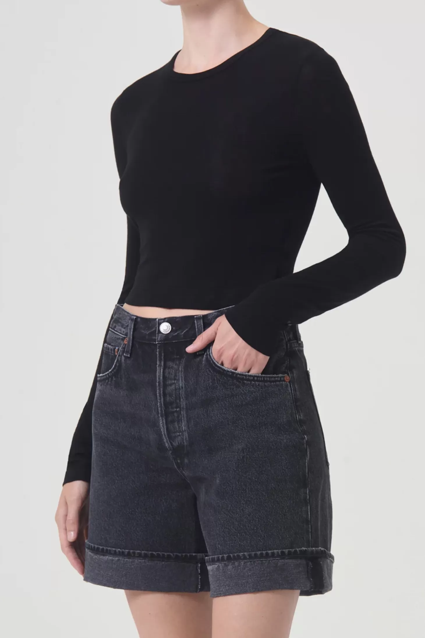 Tops<AGOLDE REEGAN SHRUNKEN TEE Black