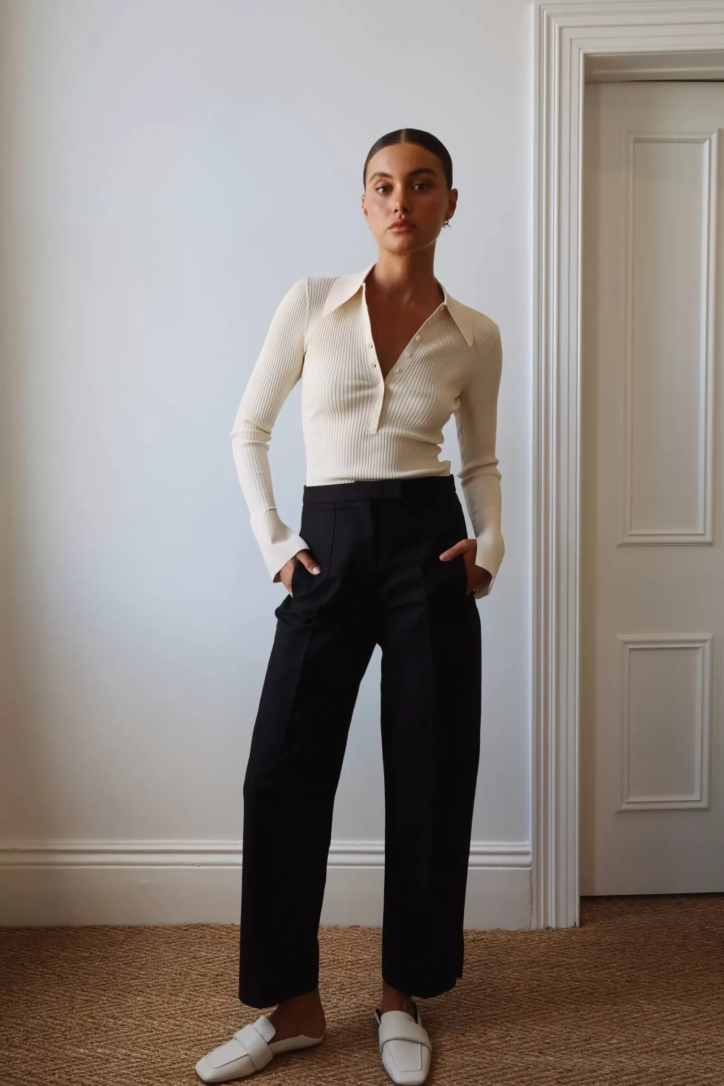 Flats<BARE BASE ROLLED BAND LOAFER Off-White