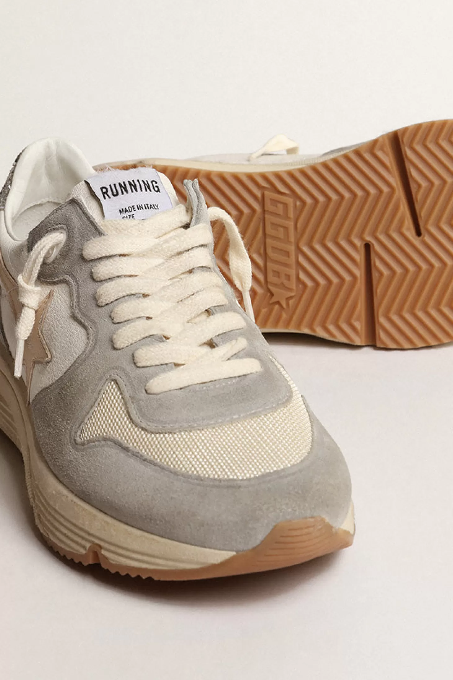 Sneakers<GOLDEN GOOSE RUNNING SOLE SNEAKER SILVER/WHITE/CREAM/SMOKEGREY/SILVER