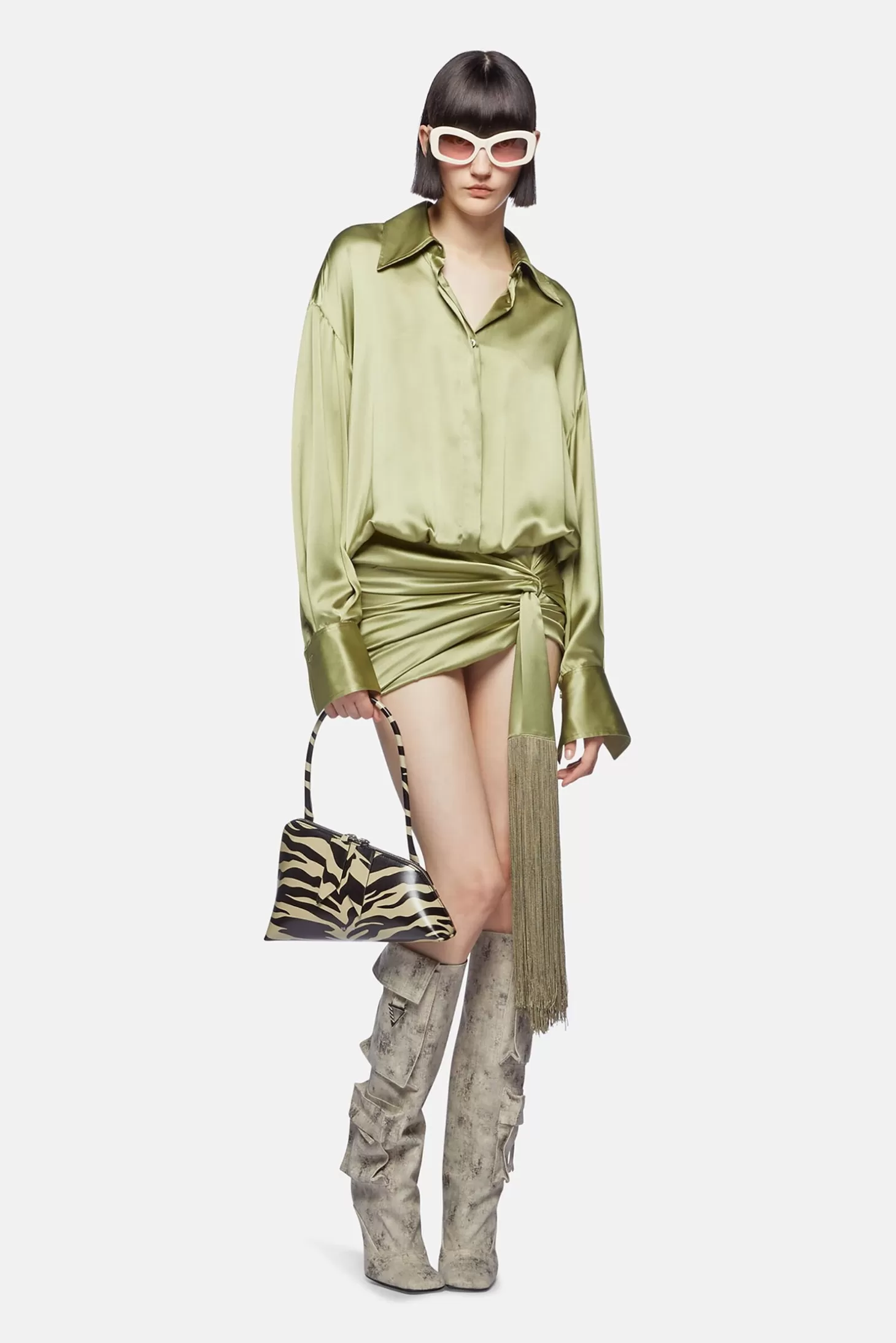 Dresses<THE ATTICO SAGE GREEN MINI DRESS Sagegreen