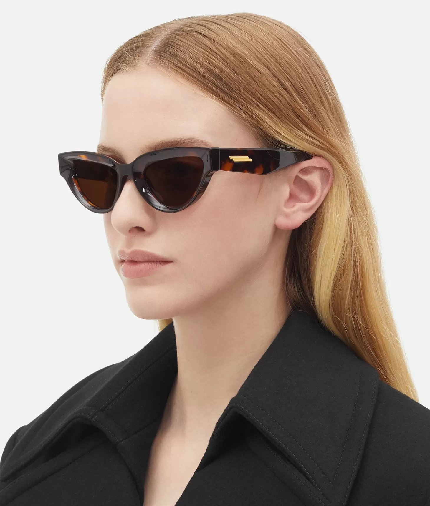 Sunglasses<BOTTEGA VENETA SHARP CAT EYE SUNGLASSES Havana/Brown