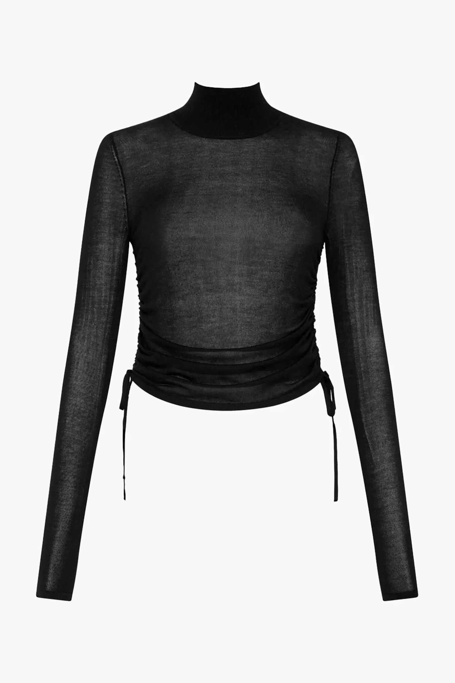 Tops<ST. AGNI SHEER RUCHED TOP Black