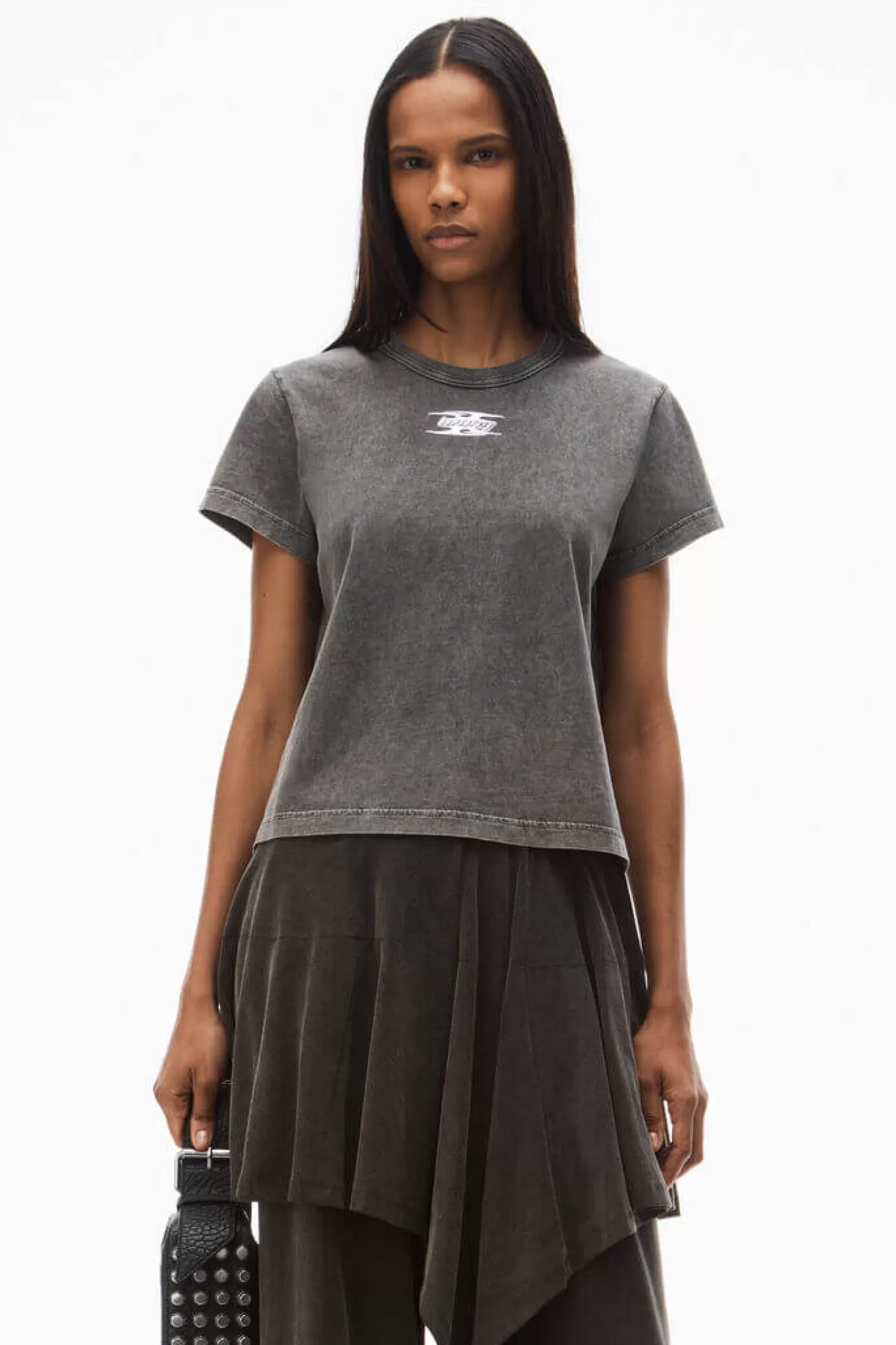 Tops<ALEXANDERWANG.T SHRUNKEN TEE WITH BLADE LOGO