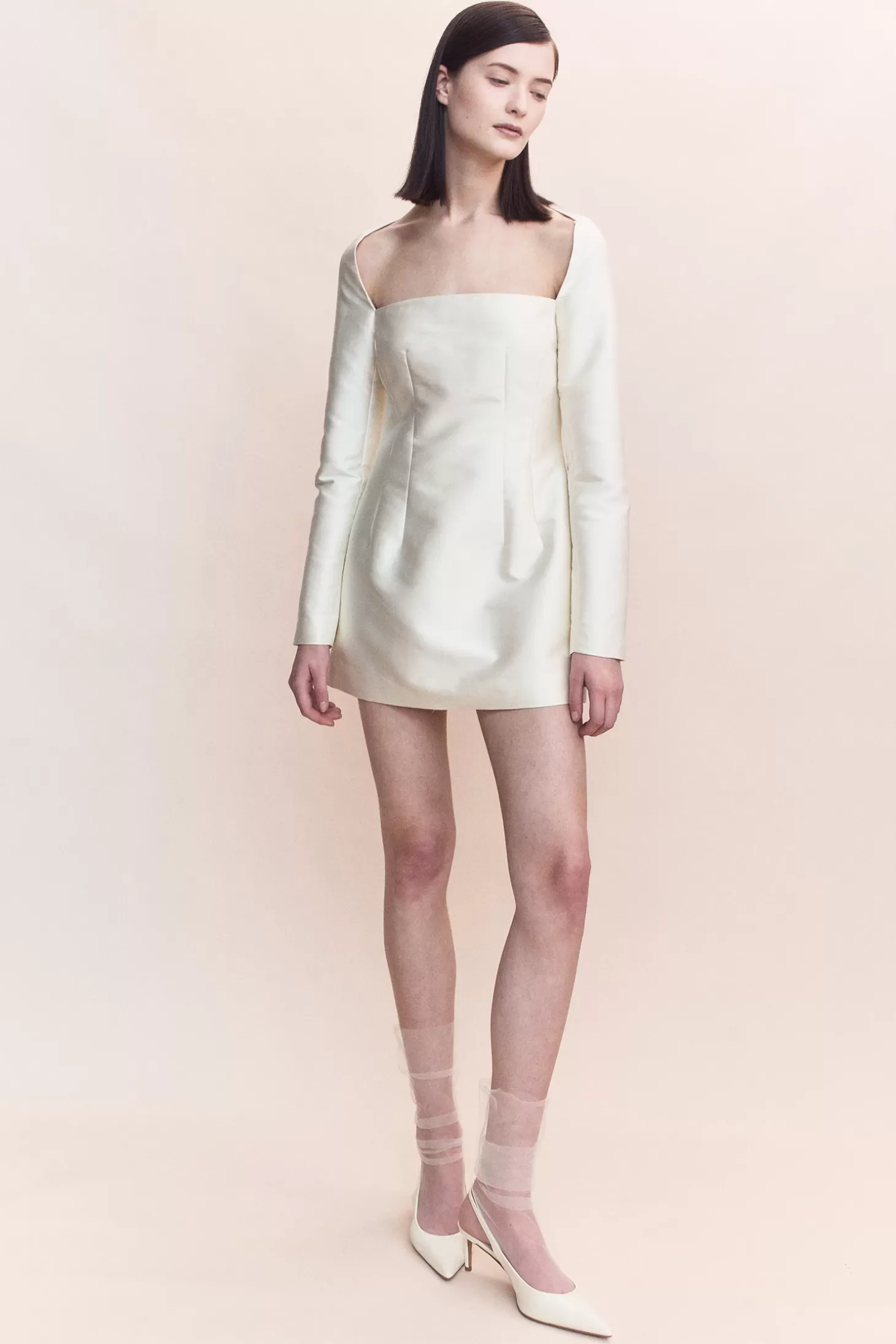 Dresses<COURTNEY ZHENG SILK WOOL WIDE NECK L/S DRESS