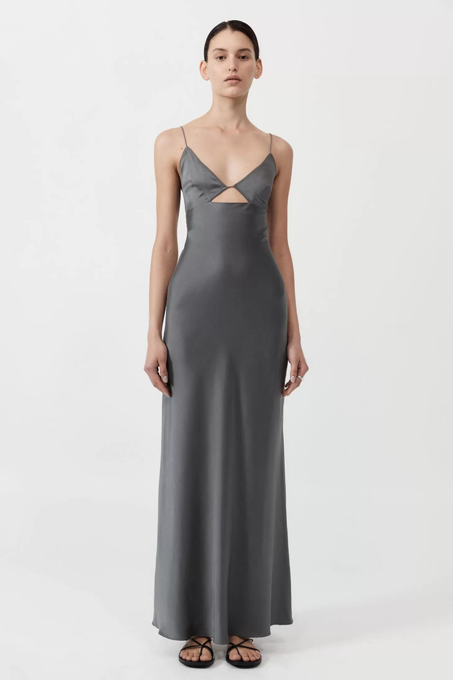 Dresses<ST. AGNI SOFT SILK BRA BIAS SLIP PewterGrey