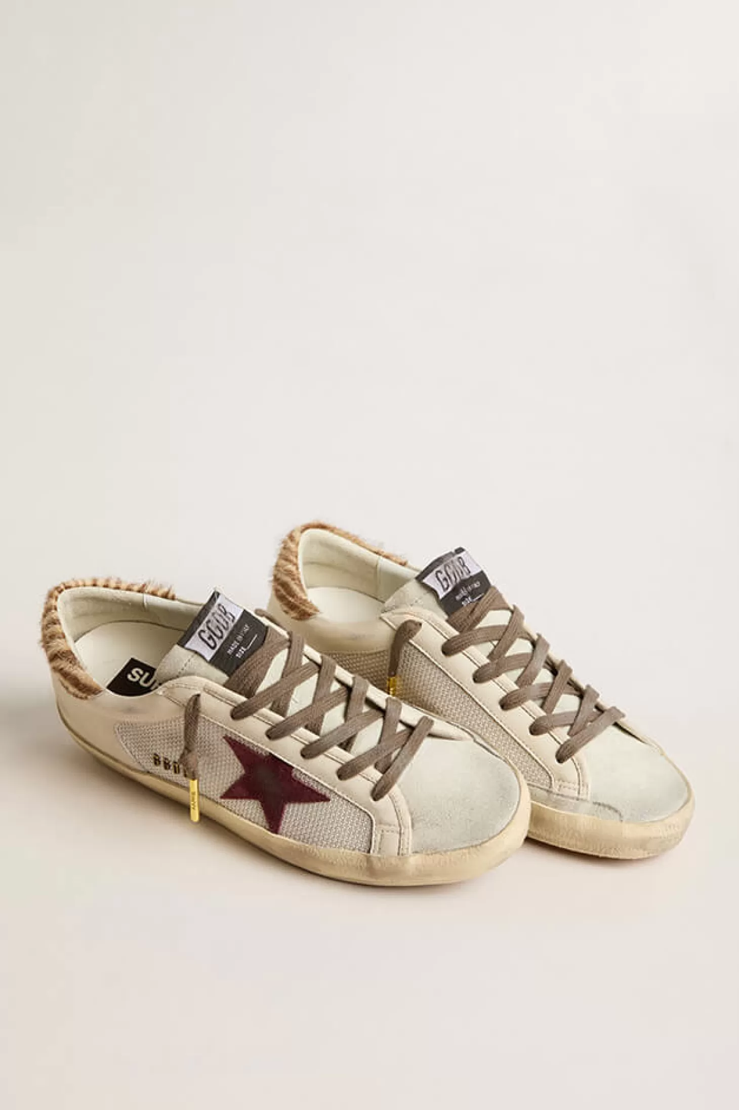Sneakers<GOLDEN GOOSE SUPER-STAR SNEAKER Silver/Ice/White/ButtercreamBrownZebra
