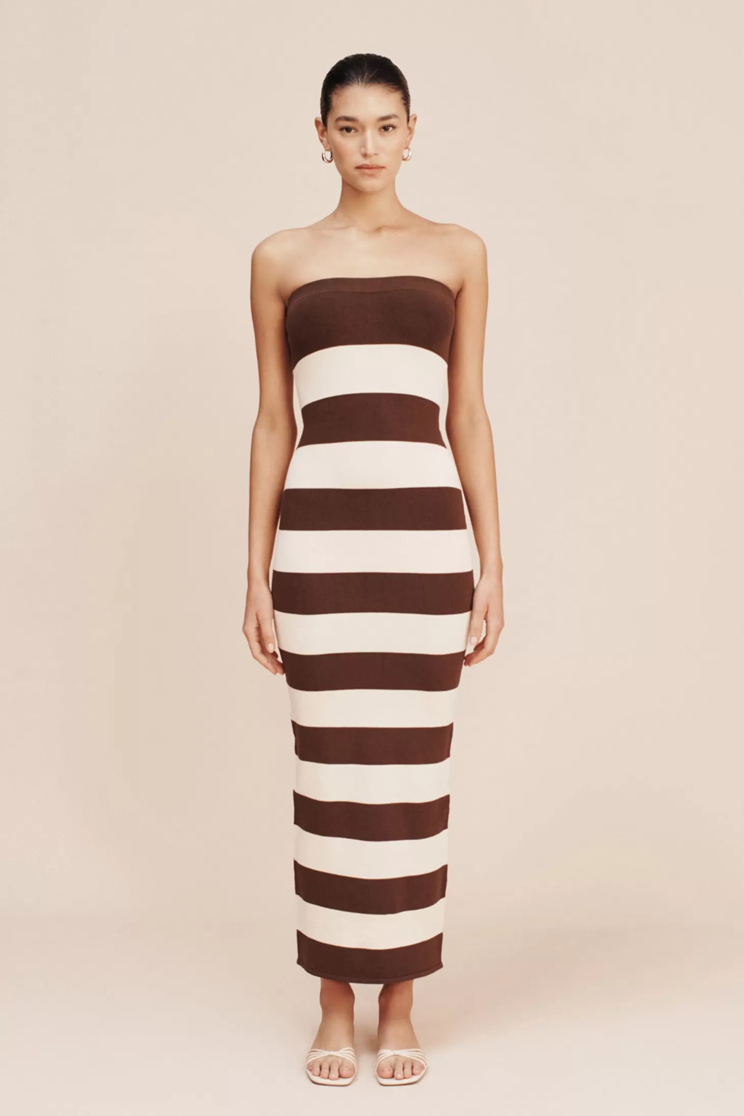 Dresses<POSSE THEO STRAPLESS DRESS Chocolate/Cream