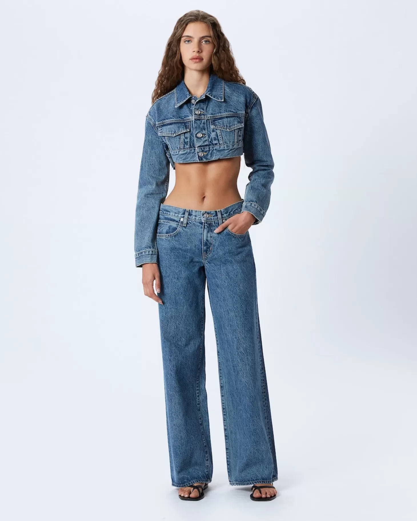 Jackets<SLVRLAKE ULTRA CROP TRUCKER JACKET