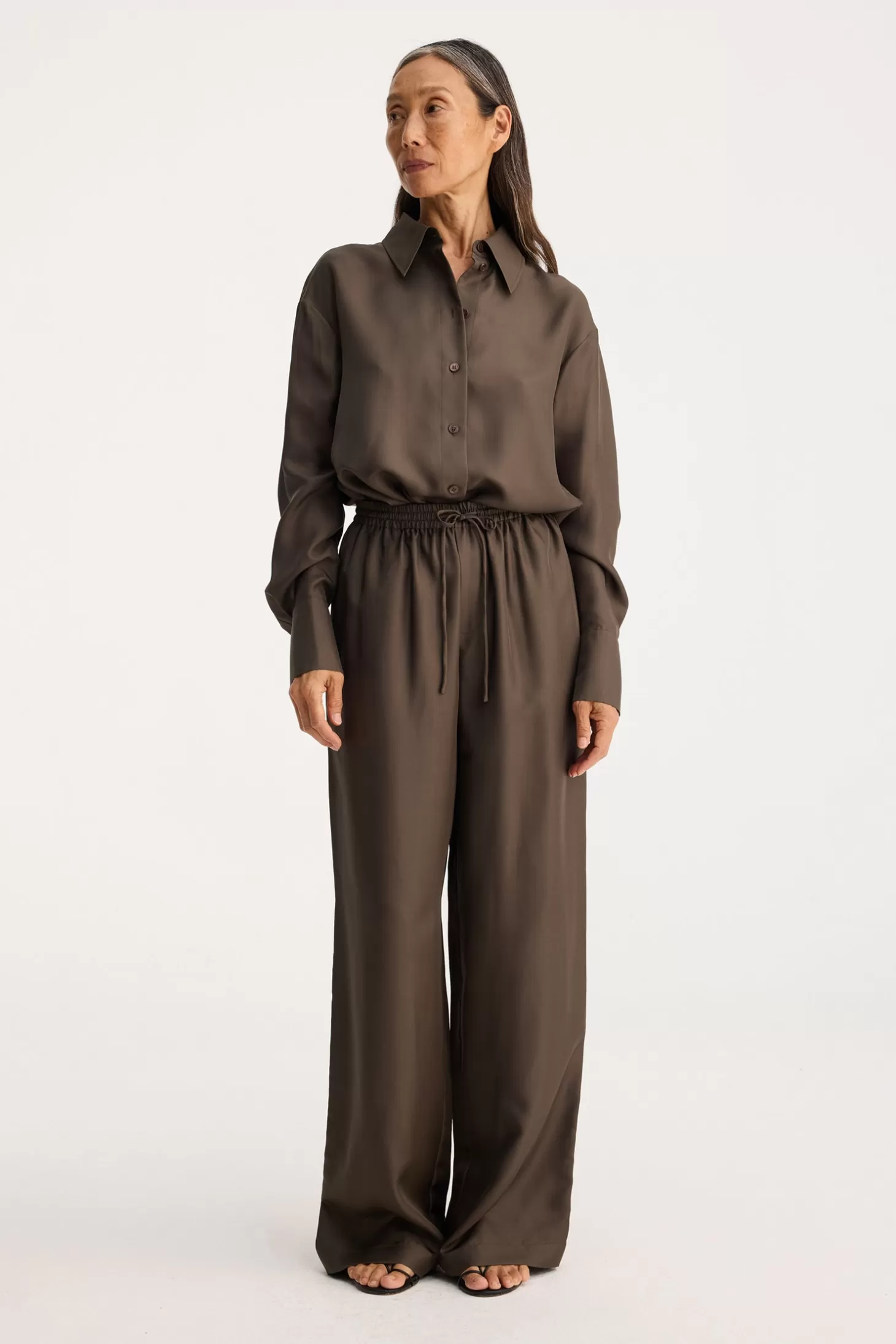 Pants | Matching Sets<RÓHE WIDE LEG SILK TROUSERS Earth