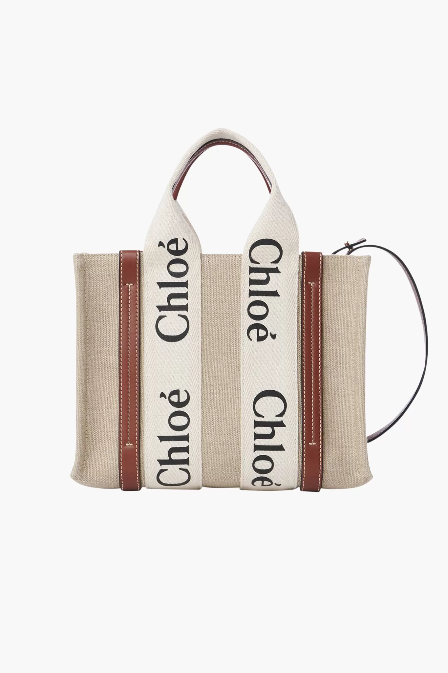 Cross Body<CHLOÉ WOODY SMALL TOTE WITH STRAP WhiteandBrown